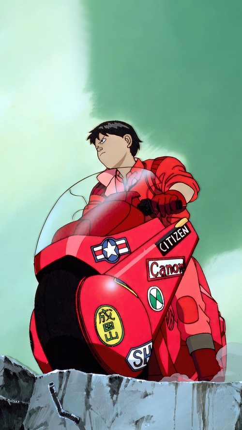 Shotaro Kaneda on a Red Motorcycle