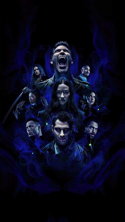 Teen Wolf characters with blue smoke
