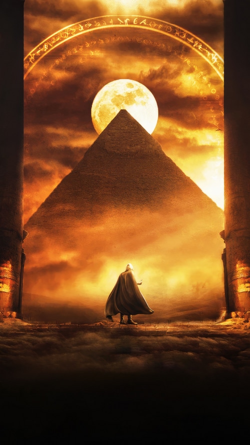 Moon Knight Artwork with Pyramid and Moon