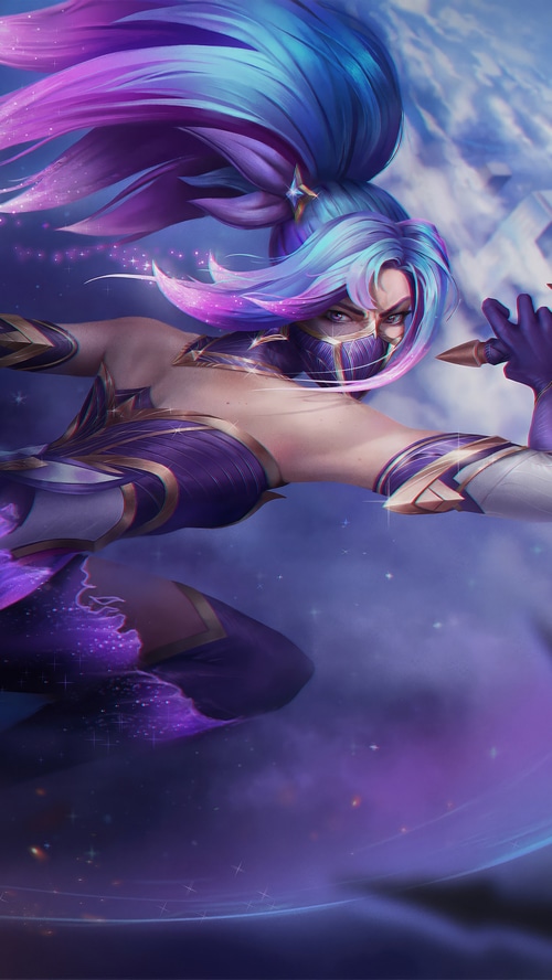 Akali from League of Legends in a cosmic outfit