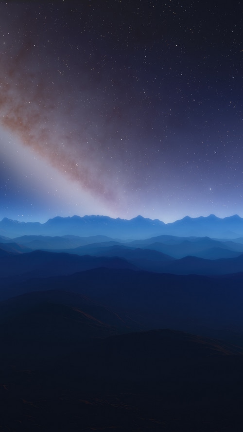Digital art of mountains under a starry sky