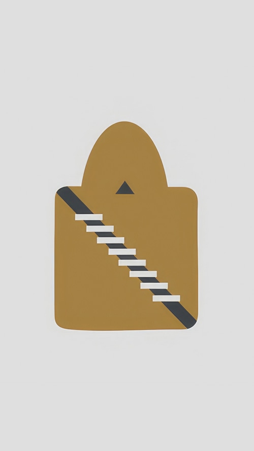 Minimalist Artwork with Stairs and Triangle