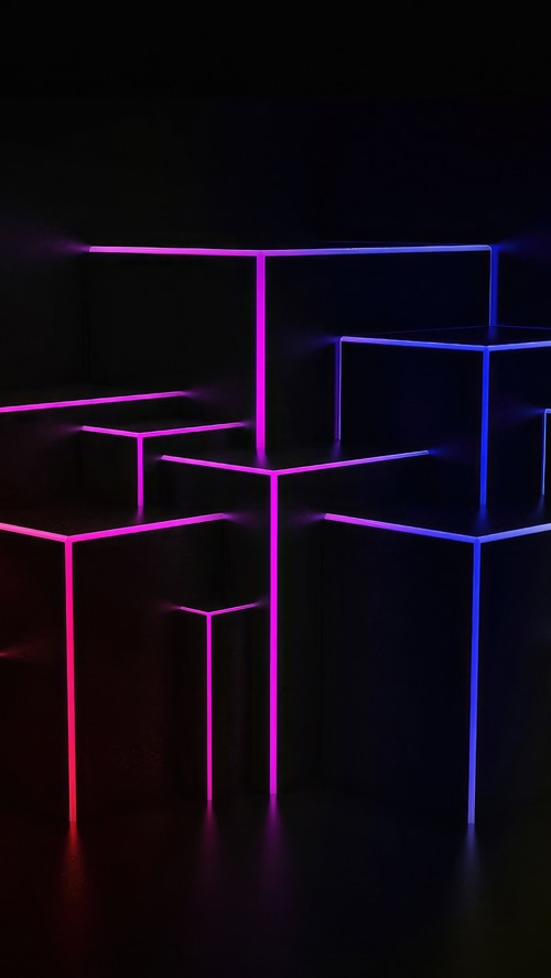 Abstract neon geometric shapes in 4K