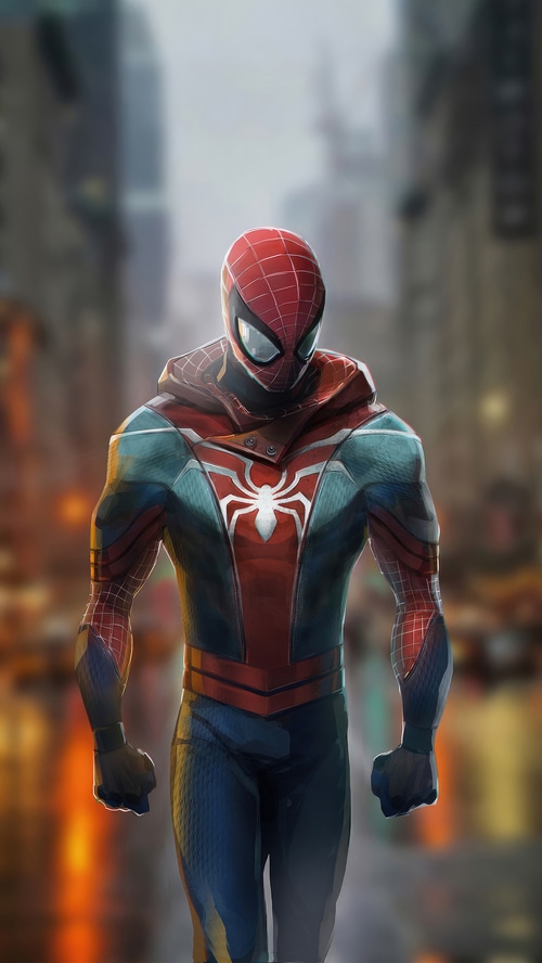Spider-Man artwork with a hooded suit