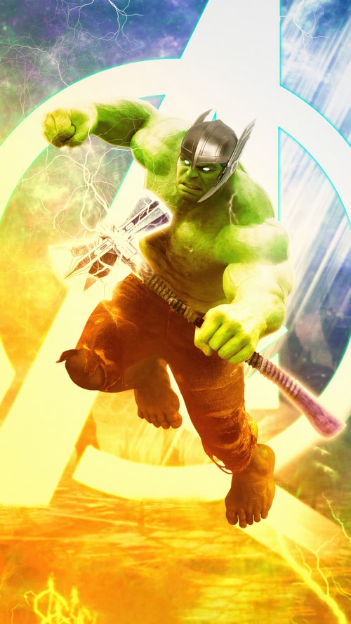 Hulk with Thor's Hammer and Helmet