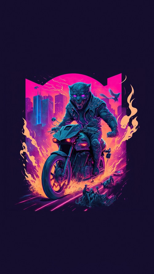 Werewolf Biker in Neon City 4K