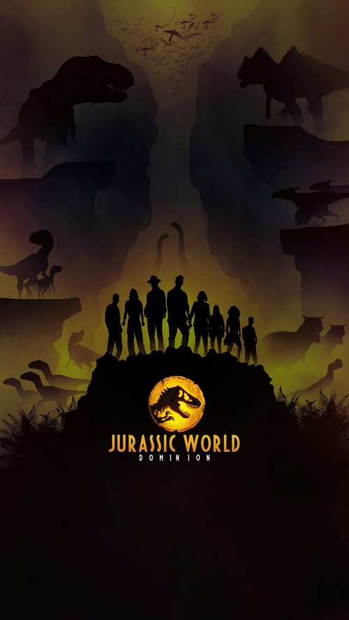 Jurassic World Dominion movie poster with dinosaurs