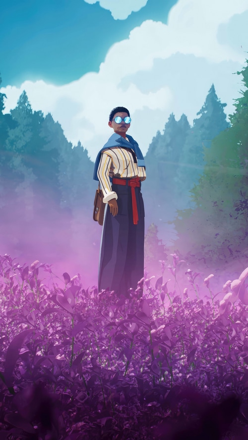 A Season A Letter to the Future character in a purple field