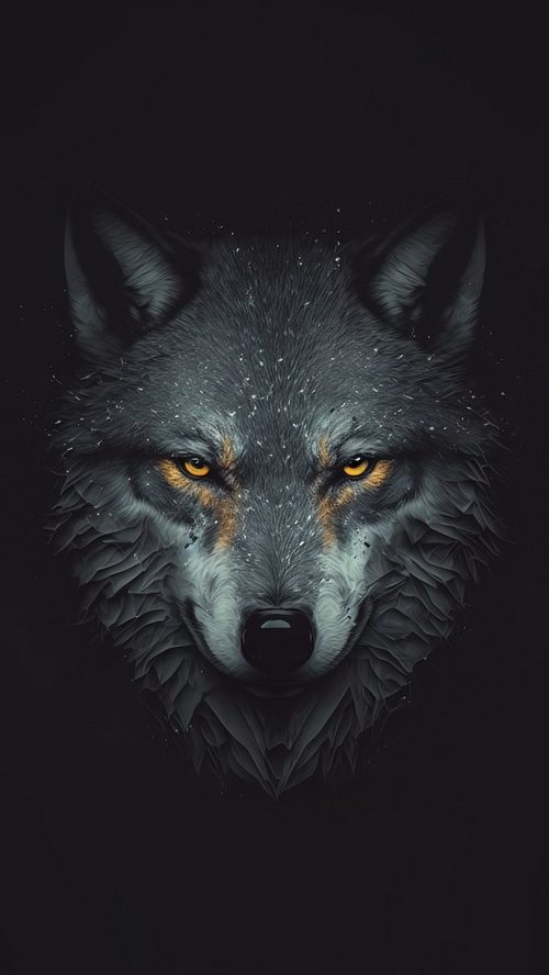 Minimalist 4K Artwork of a Wolf