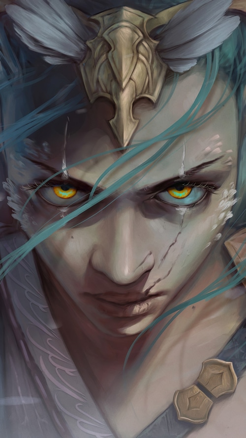 Fantasy Artwork of a Warrior with Glowing Eyes