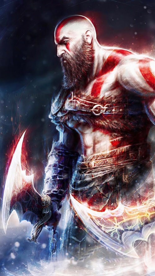 Kratos from God of War holding his axe