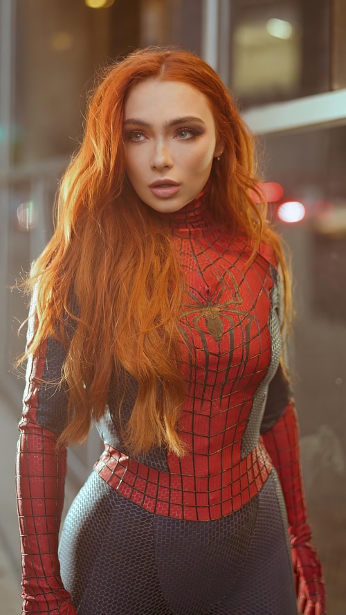 Spidergirl Cosplay with Red Hair
