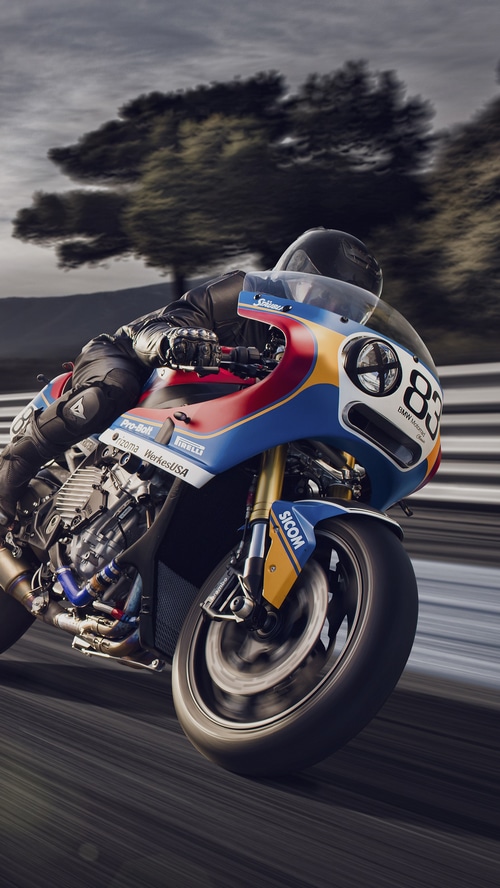 BMW S 1000 RR motorcycle racing on a track