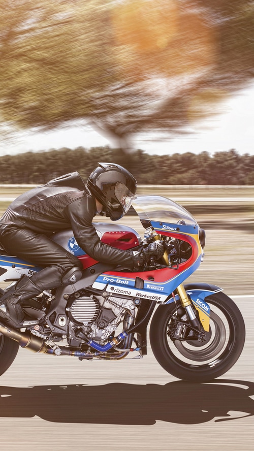 BMW S 1000 RR motorcycle racer on track
