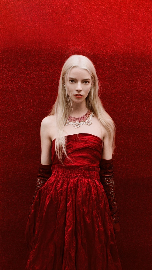 Anya Taylor-Joy in a red dress