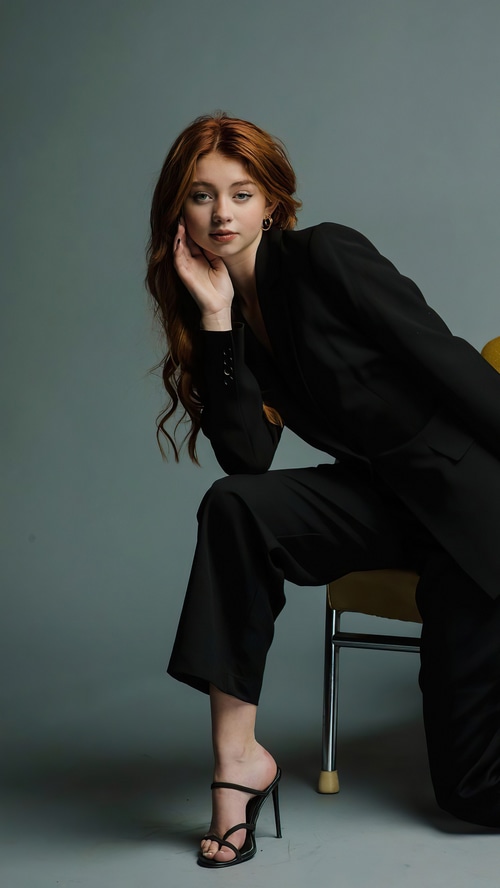 Sicily Rose in a Black Suit