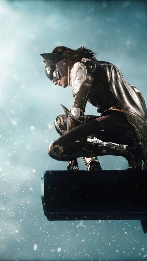 Batgirl crouching on a ledge in Gotham Knights