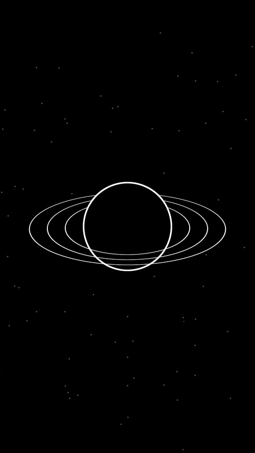 Minimalist planet with rings and stars