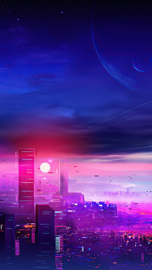 Digital Art of a Futuristic Cityscape at Dusk