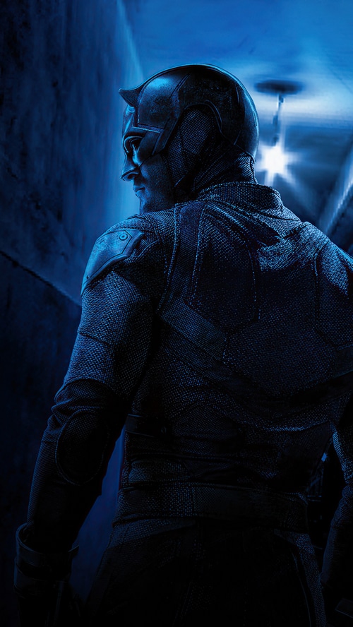 Daredevil in a dark hallway 4K