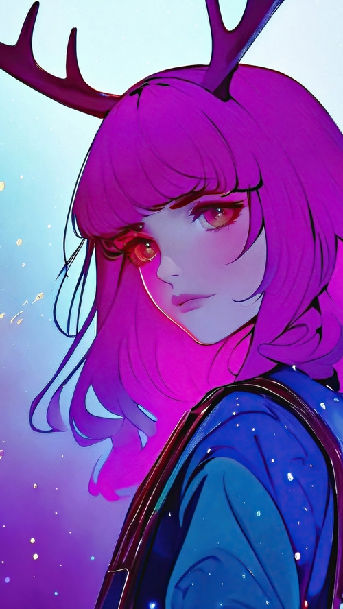 Anime girl with pink hair and antlers