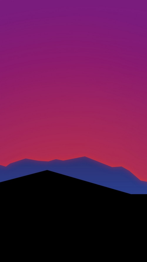 Minimalist mountain landscape at sunset
