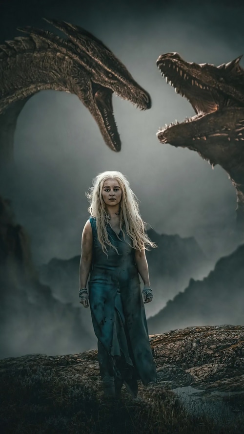 Daenerys Targaryen with Dragons 4K