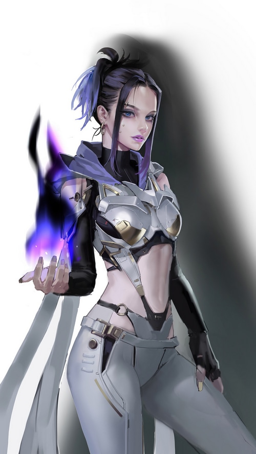 Sci-fi woman with purple energy