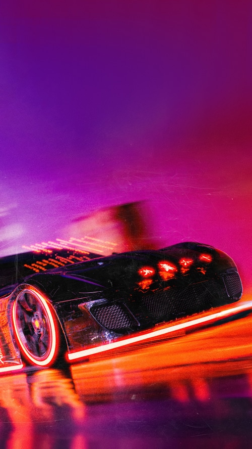 Digital Art of a Futuristic Car in Neon Lights
