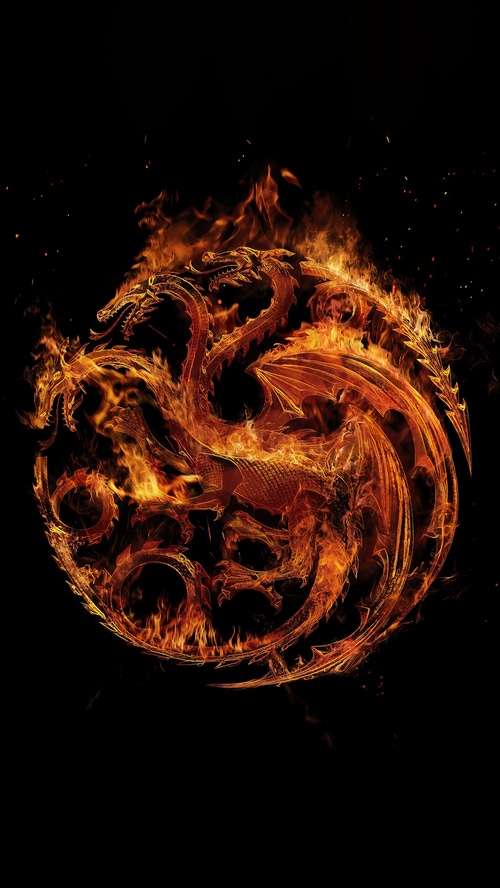 House of the Dragon logo with fire
