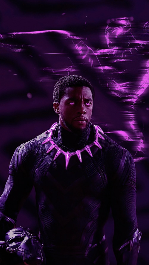 Black Panther with purple energy effects