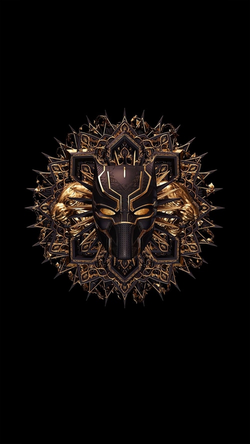Black Panther Mask with Golden Mandala