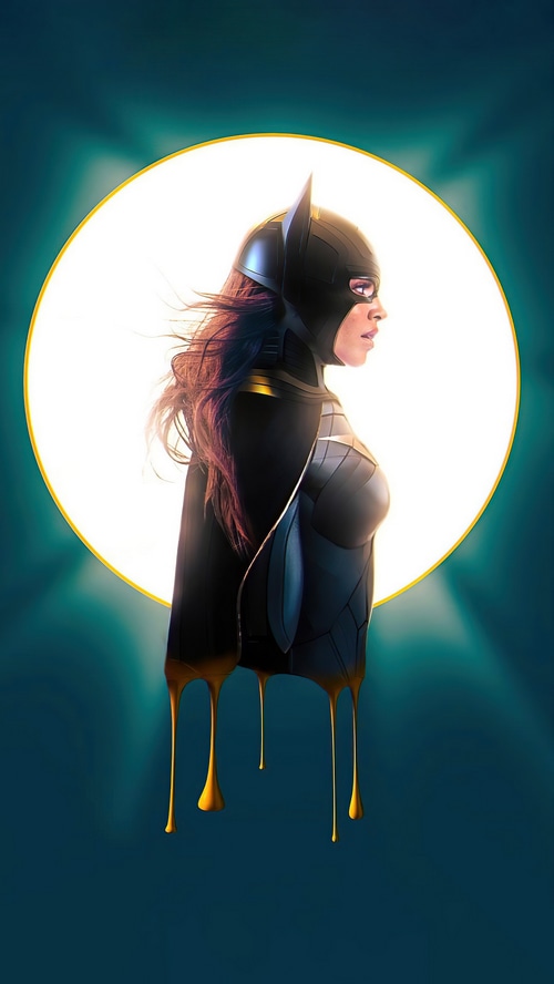 Batgirl Artwork with Dripping Gold Effect