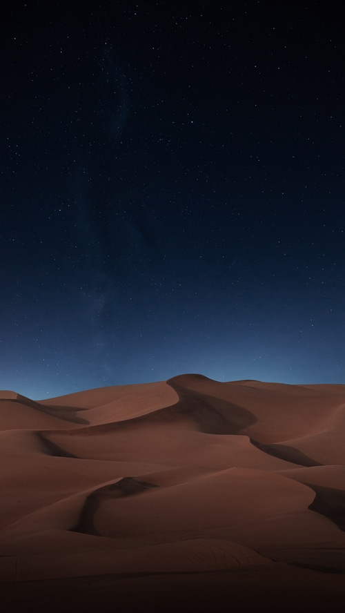 Desert dunes under a starry night sky