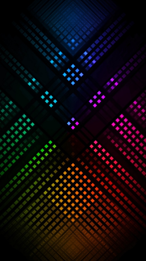 Abstract digital art with colorful grid patterns