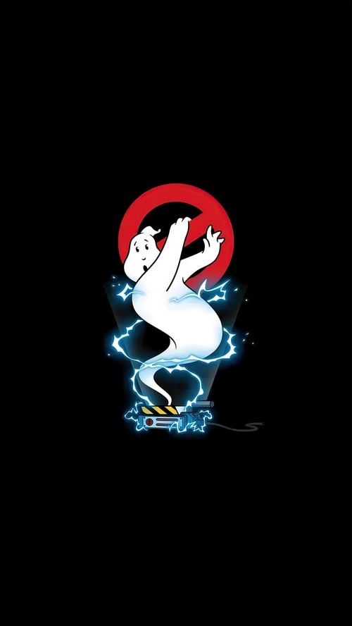 Ghostbusters logo with ghost and proton pack