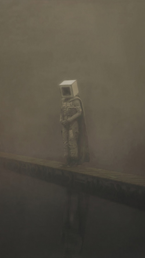 Artwork of a figure with a TV head