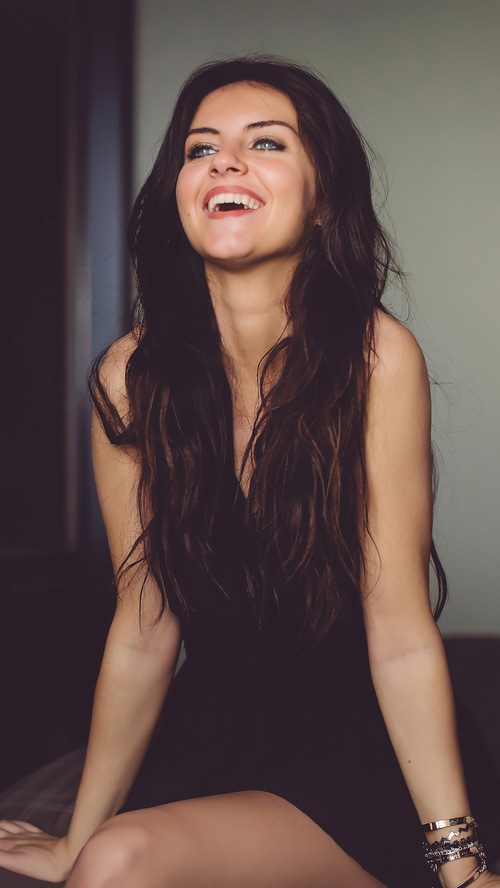 Aurela Skandaj laughing