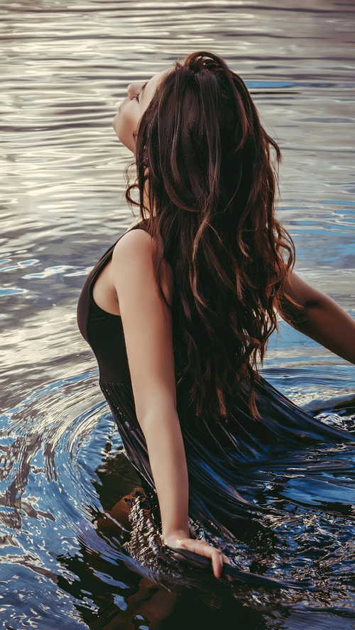 Aurela Skandaj in the water