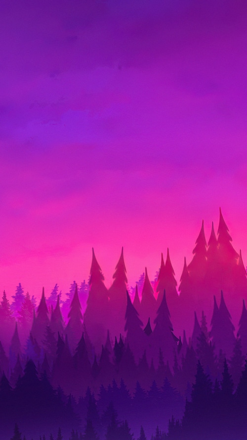 Digital Art of a Forest at Dusk