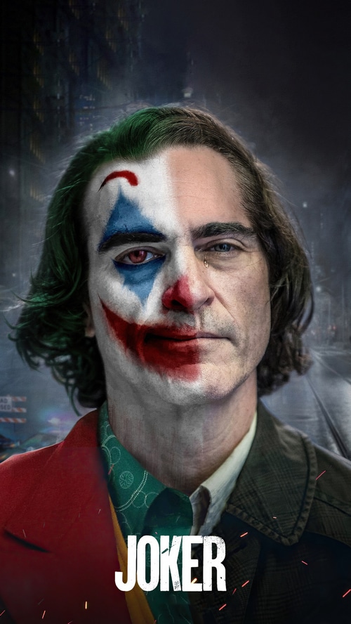 Joker artwork with half face painted