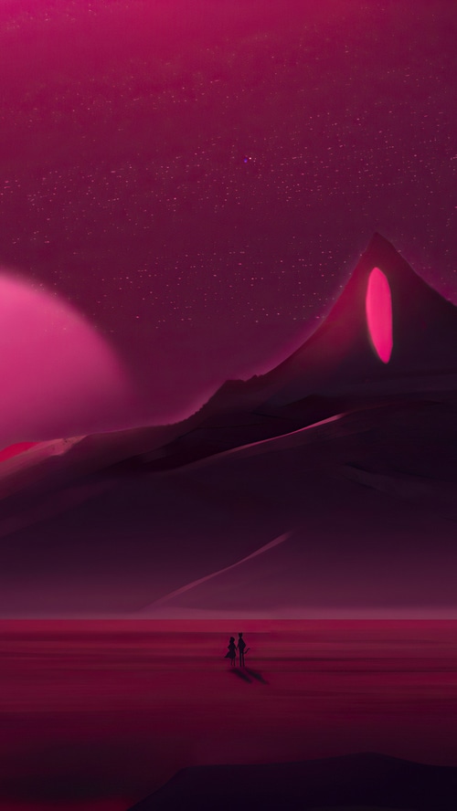 Digital Art of a Couple on an Alien Planet