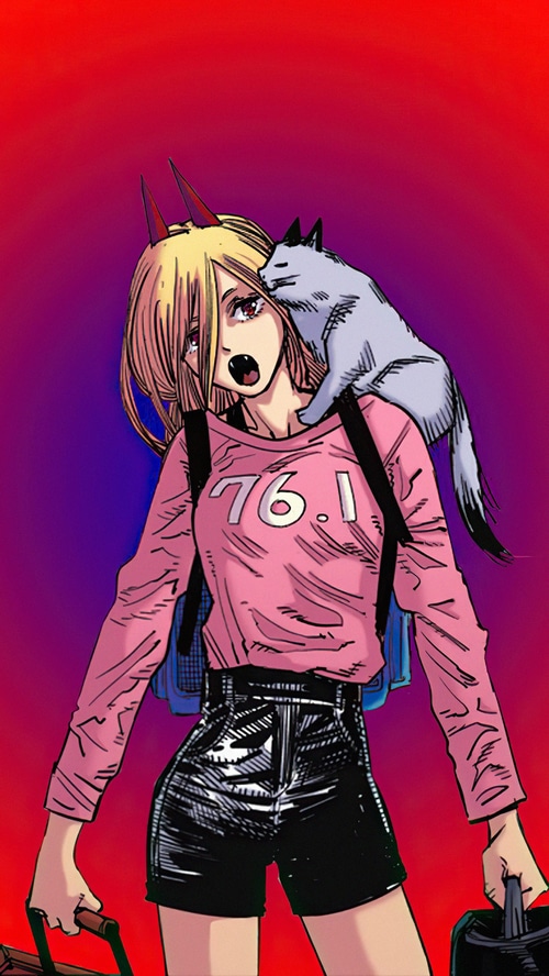 Power from Chainsaw Man with a cat