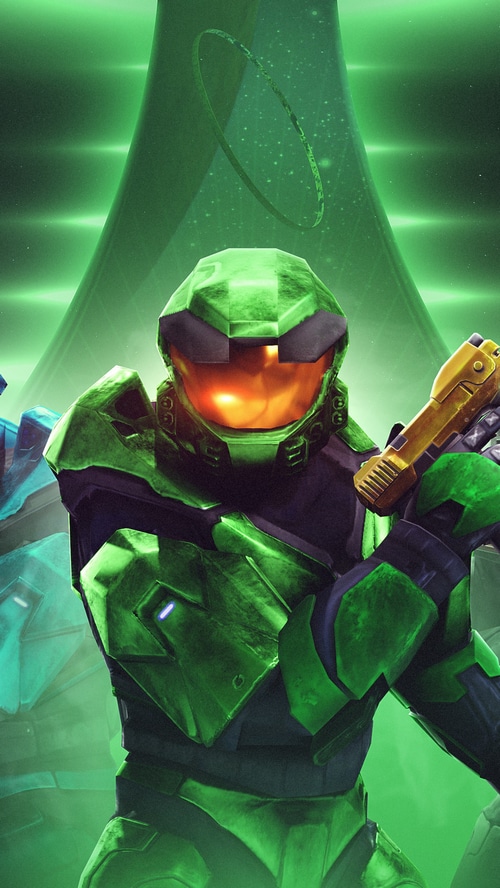 Master Chief from Halo holding a weapon