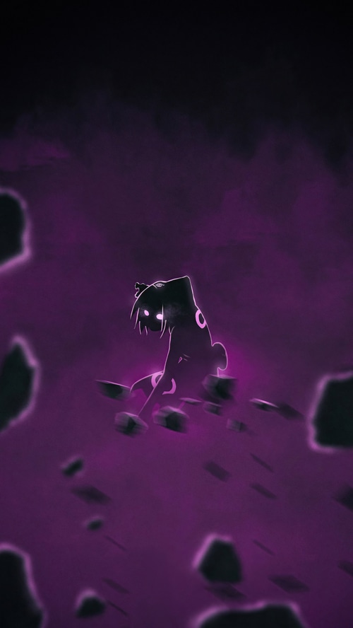Sakura Haruno silhouette in purple smoke