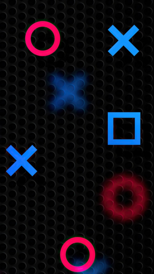 Playstation symbols on a dark textured background