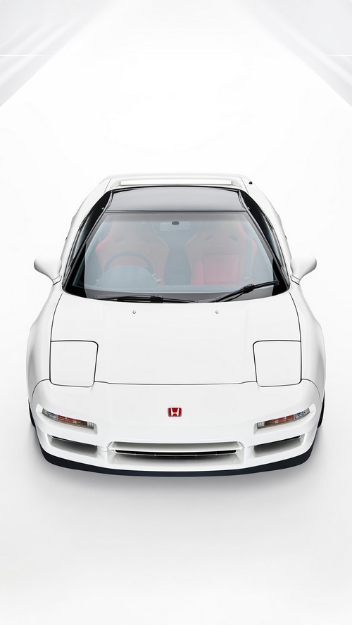 White Honda NSX sports car from above