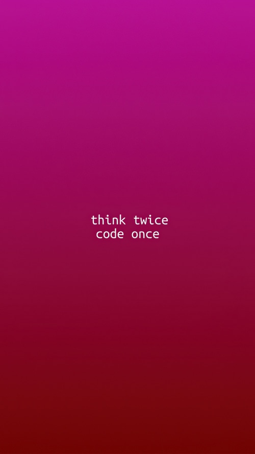 Think twice code once typography on gradient background