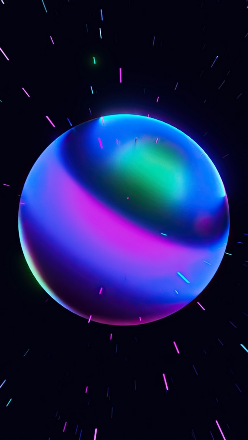 Abstract digital art with glowing sphere and light streaks
