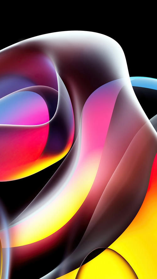 Abstract CGI shapes with vibrant colors on a dark background
